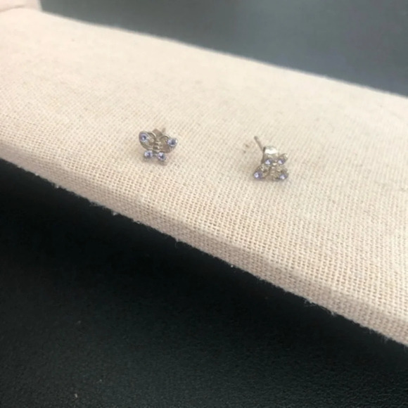 Vintage Butterfly Rhinestone Pierced Earrings - Picture 1 of 2